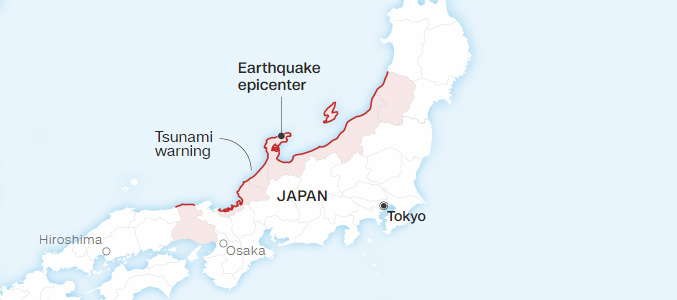 earthquakes hit western Japan